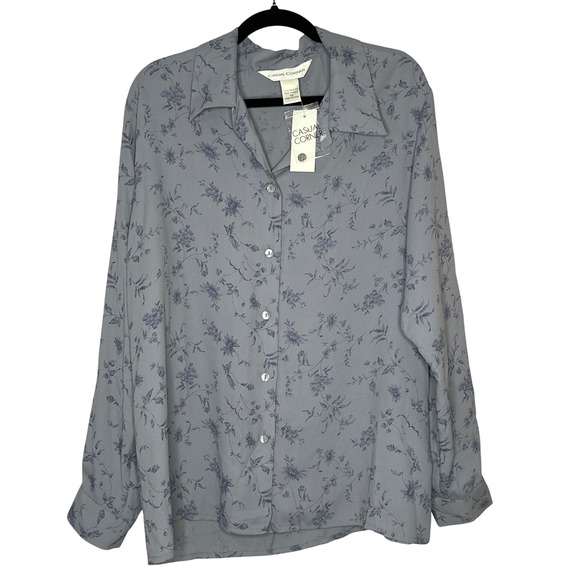 Casual Corner Tops - Casual‎ Corner NWT  Floral Button Down Blouse Long Sleeve Career Top Size 14